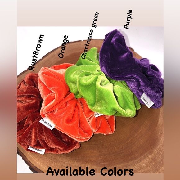 Rust Stretch Velvet Hair Scrunchie Hair Accessory - Picture 12 of 12